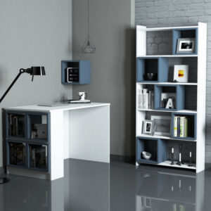 Set Birou si Biblioteca Box Alb-Blue Set Birou si Biblioteca Box Alb-Blue