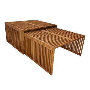 Set de 2 mese de gradina stivuibile Tinnie Boho Pako World Natural 86x80x46 cm Set de 2 mese de gradina stivuibile Tinnie Boho Pako World Natural 86x80x46 cm