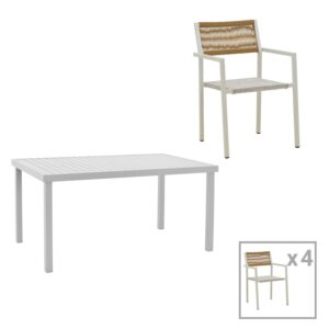 Set de 5 buc masa si scaune de gradina Kliton Savor aluminiu alb 150x80x74 cm Set de 5 buc masa si scaune de gradina Kliton Savor aluminiu alb 150x80x74 cm
