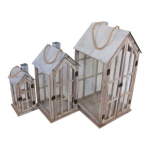 Set de felinare 3 buc Bearie Pako World Maro 31x31x60 cm Set de felinare 3 buc Bearie Pako World Maro 31x31x60 cm