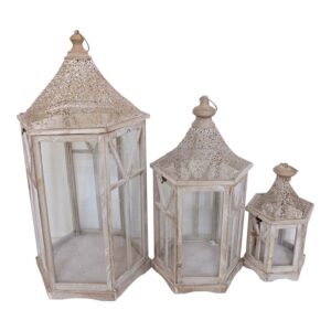 Set de felinare 3 buc Tally Pako World Maro 39x34x76 cm Set de felinare 3 buc Tally Pako World Maro 39x34x76 cm