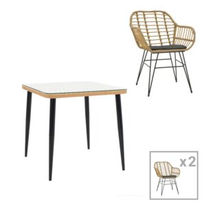 Set masa si scaune 3 buc de gradina Naoki B Pako World Natural 80x80x78 cm Set masa si scaune 3 buc de gradina Naoki B Pako World Natural 80x80x78 cm