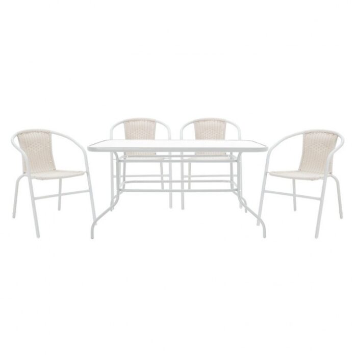 Set Masa si Scaune Gradina Valor-Obbi 5 Piese Alb Set Masa si Scaune Gradina Valor-Obbi 5 Piese Alb