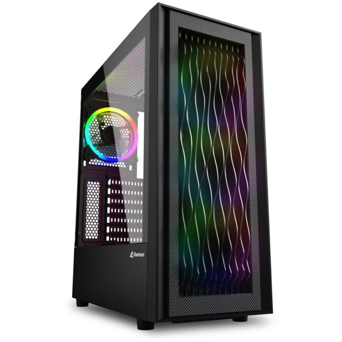 Carcasa SHARKOON RGB WAVE Tempered Glass , MiddleTower, fara sursa (Negru) Carcasa SHARKOON RGB WAVE Tempered Glass , MiddleTower, fara sursa (Negru)