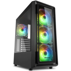 Carcasa Sharkoon AK4 RGB, ATX, fara sursa (Negru) Carcasa Sharkoon AK4 RGB, ATX, fara sursa (Negru)