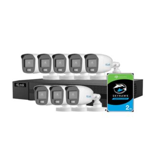 Sistem supraveghere exterior Hikvision HiLooK ColorVu KIT-HL-M-8C-C-0005, 5 MP, 2.8 mm, lumina alba 20 m, microfon, HDD 2TB Sistem supraveghere exterior Hikvision HiLooK ColorVu KIT-HL-M-8C-C-0005, 5 MP, 2.8 mm, lumina alba 20 m, microfon, HDD 2TB