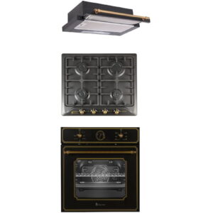 Pachet incorporabil cuptor electric si plita gaz Studio Casa Toscana Black Rustic, Clasa A, Gratare fonta, Negru Pachet incorporabil cuptor electric si plita gaz Studio Casa Toscana Black Rustic, Clasa A, Gratare fonta, Negru