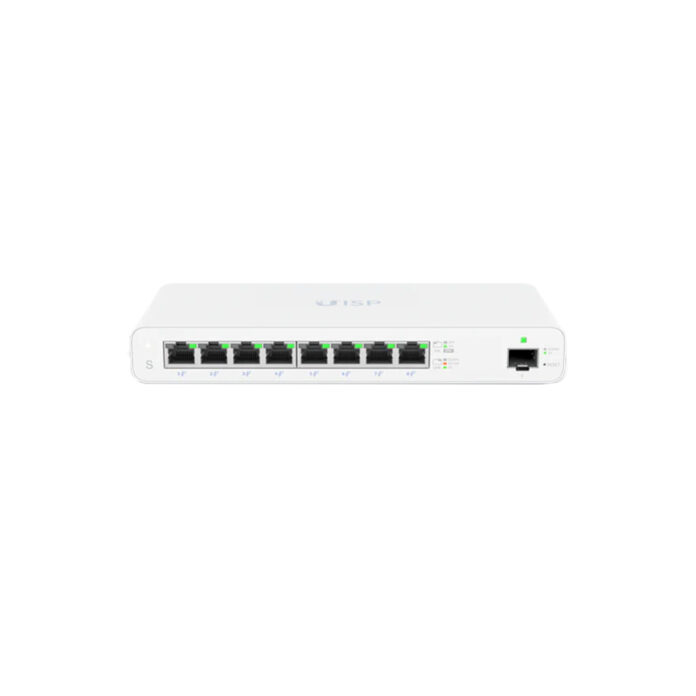 Switch cu 8 porturi Gigabit Ubiquiti UISP-S, 18 Gbps, 13.392 Mpps, 1 port SFP, PoE, cu management Switch cu 8 porturi Gigabit Ubiquiti UISP-S, 18 Gbps, 13.392 Mpps, 1 port SFP, PoE, cu management