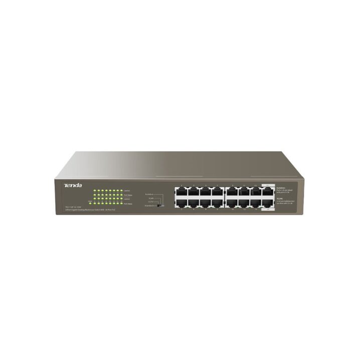 Switch Gigabite Tenda TEG1116P-16-150W, 16 porturi, 32 Gbps, 8000 MAC Switch Gigabite Tenda TEG1116P-16-150W, 16 porturi, 32 Gbps, 8000 MAC