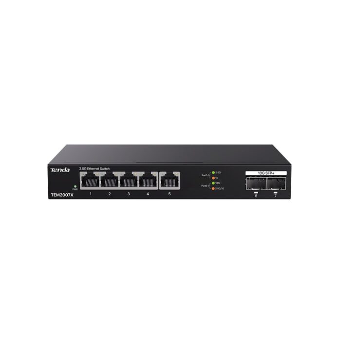 Switch Tenda TEM2007X, 5 porturi, 2x SFP, 65 Gbps, Plug and Play, fara management Switch Tenda TEM2007X, 5 porturi, 2x SFP, 65 Gbps, Plug and Play, fara management