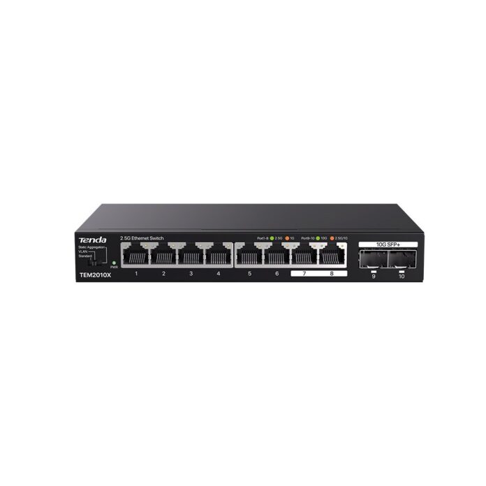 Switch Tenda TEM2010X, 8 porturi RJ45, 2x SFP, 80 Gbps, 59.5 Mpps, fara management Switch Tenda TEM2010X, 8 porturi RJ45, 2x SFP, 80 Gbps, 59.5 Mpps, fara management