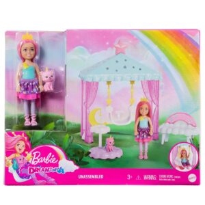 Set cu Papusa, leagan si animalut Barbie Dreamtopia Chelsea, HLC27 Set cu Papusa, leagan si animalut Barbie Dreamtopia Chelsea, HLC27