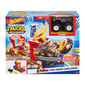 Set de joaca cu masina Monster Trucks, Hot Wheels, Fire Crash Challenge, HNB90 Set de joaca cu masina Monster Trucks, Hot Wheels, Fire Crash Challenge, HNB90