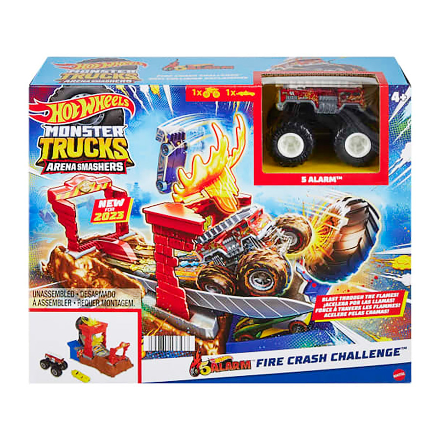 Set de joaca cu masina Monster Trucks, Hot Wheels, Fire Crash Challenge, HNB90 Set de joaca cu masina Monster Trucks, Hot Wheels, Fire Crash Challenge, HNB90