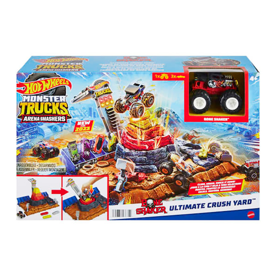 Set de joaca cu masina de teren Monster Trucks, Hot Wheels, Ultimate Crush Yard, HNB96 Set de joaca cu masina de teren Monster Trucks, Hot Wheels, Ultimate Crush Yard, HNB96