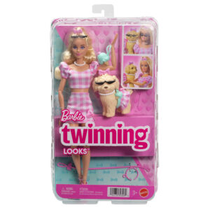 Papusa cu catel si tinute roz, Barbie, Twinning Looks, JFP36 Papusa cu catel si tinute roz, Barbie, Twinning Looks, JFP36