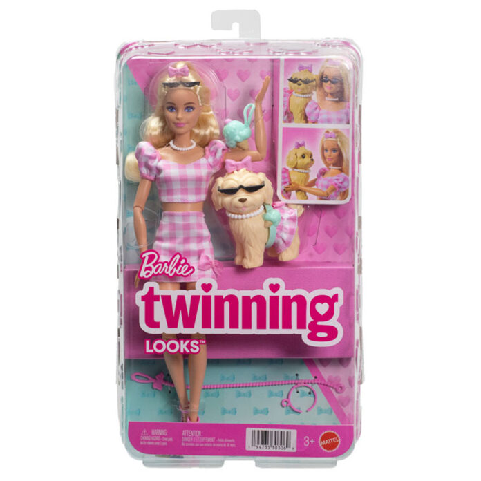 Papusa cu catel si tinute roz, Barbie, Twinning Looks, JFP36 Papusa cu catel si tinute roz, Barbie, Twinning Looks, JFP36