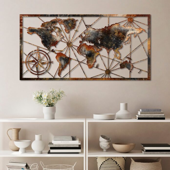 Tablou metalic World Multicolor 120x60x1.5 cm Tablou metalic World Multicolor 120x60x1.5 cm