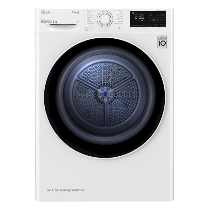 Uscator de rufe LG RH80V3AV6N, 8 kg, Pompa de caldura, Dual Inverter, Eco Hybrid, ThinQ, Autocuratare, Clasa D, Alb Uscator de rufe LG RH80V3AV6N, 8 kg, Pompa de caldura, Dual Inverter, Eco Hybrid, ThinQ, Autocuratare, Clasa D, Alb