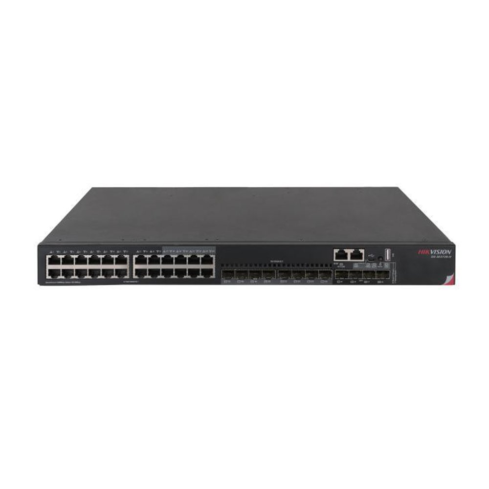 Switch Gigabite industrial cu 24 porturi Hikvision DS-3E3728-H, 4x SFP, 8x Combo 100/1000 Base-X, Layer 3, 598 Gbps, 444.91 Mpps, cu management Switch Gigabite industrial cu 24 porturi Hikvision DS-3E3728-H, 4x SFP, 8x Combo 100/1000 Base-X, Layer 3, 598 Gbps, 444.91 Mpps, cu management