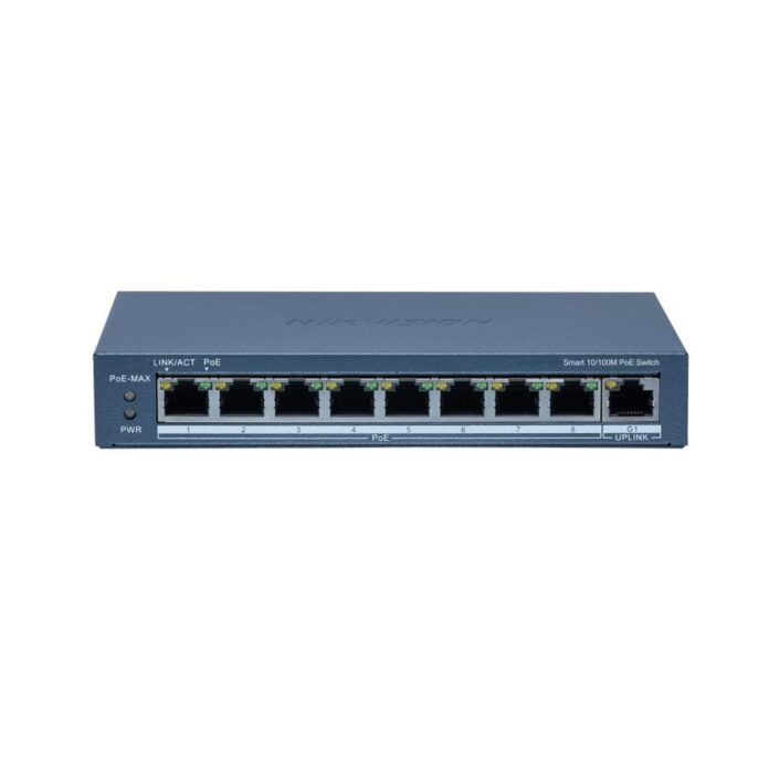 Switch cu 8 porturi PoE Hikvision DS-3E1309P-EI(B), 3.6 Gbps, 1× port Gigabit, MAC 16 K, buget 110 W, cu management Switch cu 8 porturi PoE Hikvision DS-3E1309P-EI(B), 3.6 Gbps, 1× port Gigabit, MAC 16 K, buget 110 W, cu management
