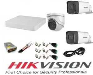 Sistem supraveghere video profesional Hikvision 3 camere 5MP 2 exterior Turbo HD IR 40 M si 1 interior IR 20m DVR 4 canale cu full accesorii Sistem supraveghere video profesional Hikvision 3 camere 5MP 2 exterior Turbo HD IR 40 M si 1 interior IR 20m DVR 4 canale cu full accesorii