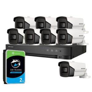Sistem supraveghere exterior cu HDD 2TB HikVision, 8 camere, 5 MP, IR 60 m, 2.8 mm Sistem supraveghere exterior cu HDD 2TB HikVision, 8 camere, 5 MP, IR 60 m, 2.8 mm