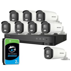 Sistem supraveghere exterior cu HDD 2TB HikVision, 8 camere, 5 MP, lumina alba 20 m, 2.8 mm, stroboscop Sistem supraveghere exterior cu HDD 2TB HikVision, 8 camere, 5 MP, lumina alba 20 m, 2.8 mm, stroboscop