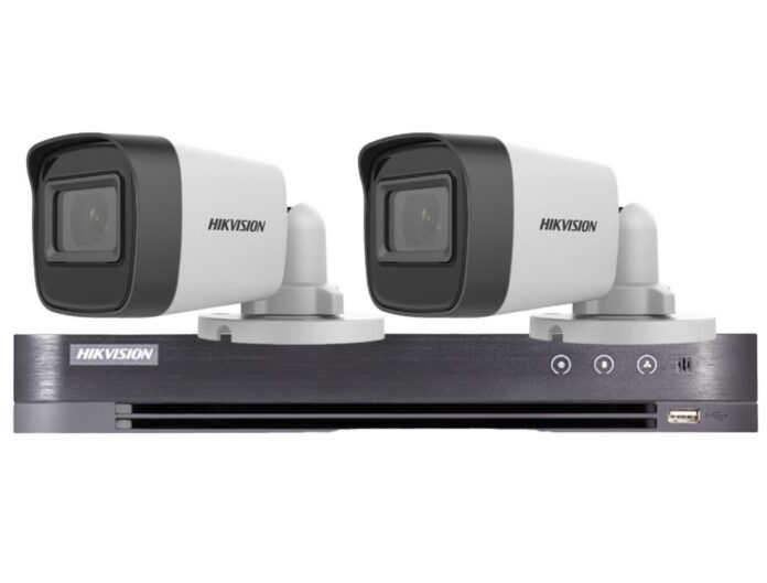 Sistem supraveghere Hikvision 2 camere 5MP, lentila 2.8mm, IR 30m, DVR 4 canale 5MP, AUDIO Sistem supraveghere Hikvision 2 camere 5MP, lentila 2.8mm, IR 30m, DVR 4 canale 5MP, AUDIO