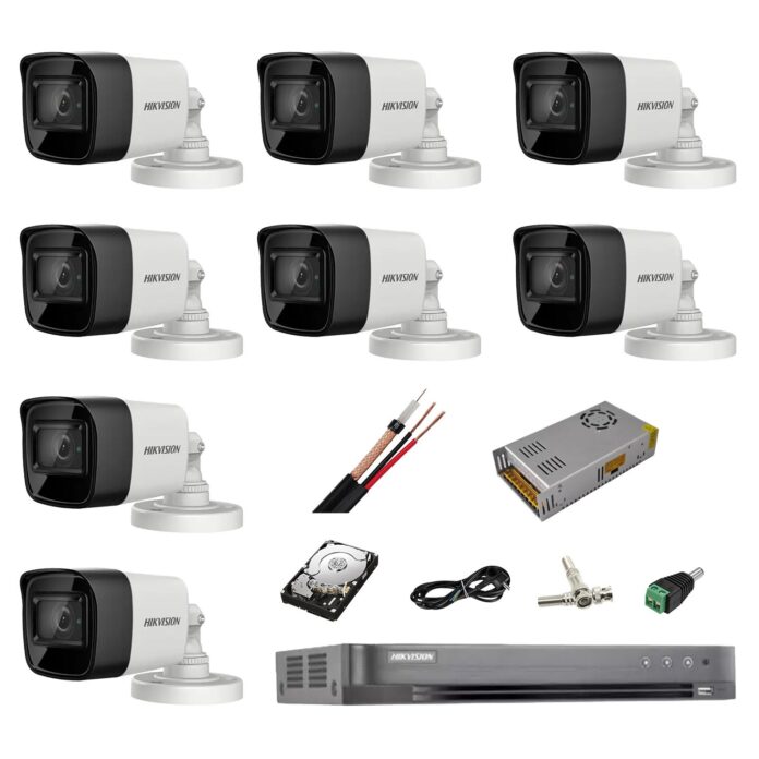 Sistem complet de supraveghere profesional Hikvision Turbo HD, inregistrare 4K / 8 Mp, 8 camere IR 30 m, HDD 2 Tb, 200 m cablu CCTV,vizualizare pe telefon Sistem complet de supraveghere profesional Hikvision Turbo HD, inregistrare 4K / 8 Mp, 8 camere IR 30 m, HDD 2 Tb, 200 m cablu CCTV,vizualizare pe telefon