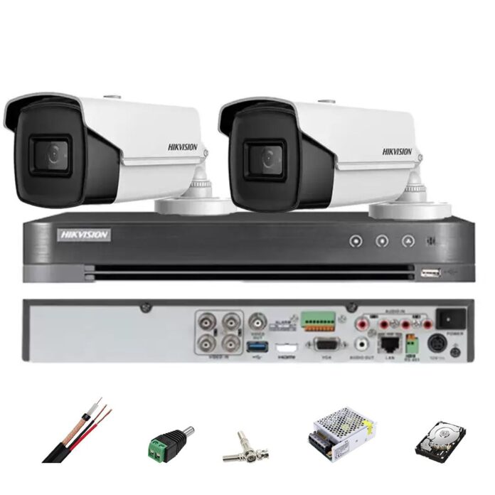 Sistem de supraveghere HIKVISION 2 camere bullet 8MP, IR 80m, 4 in 1 lentila 3.6mm, DVR 4 canale, accesorii, hard disk Sistem de supraveghere HIKVISION 2 camere bullet 8MP, IR 80m, 4 in 1 lentila 3.6mm, DVR 4 canale, accesorii, hard disk