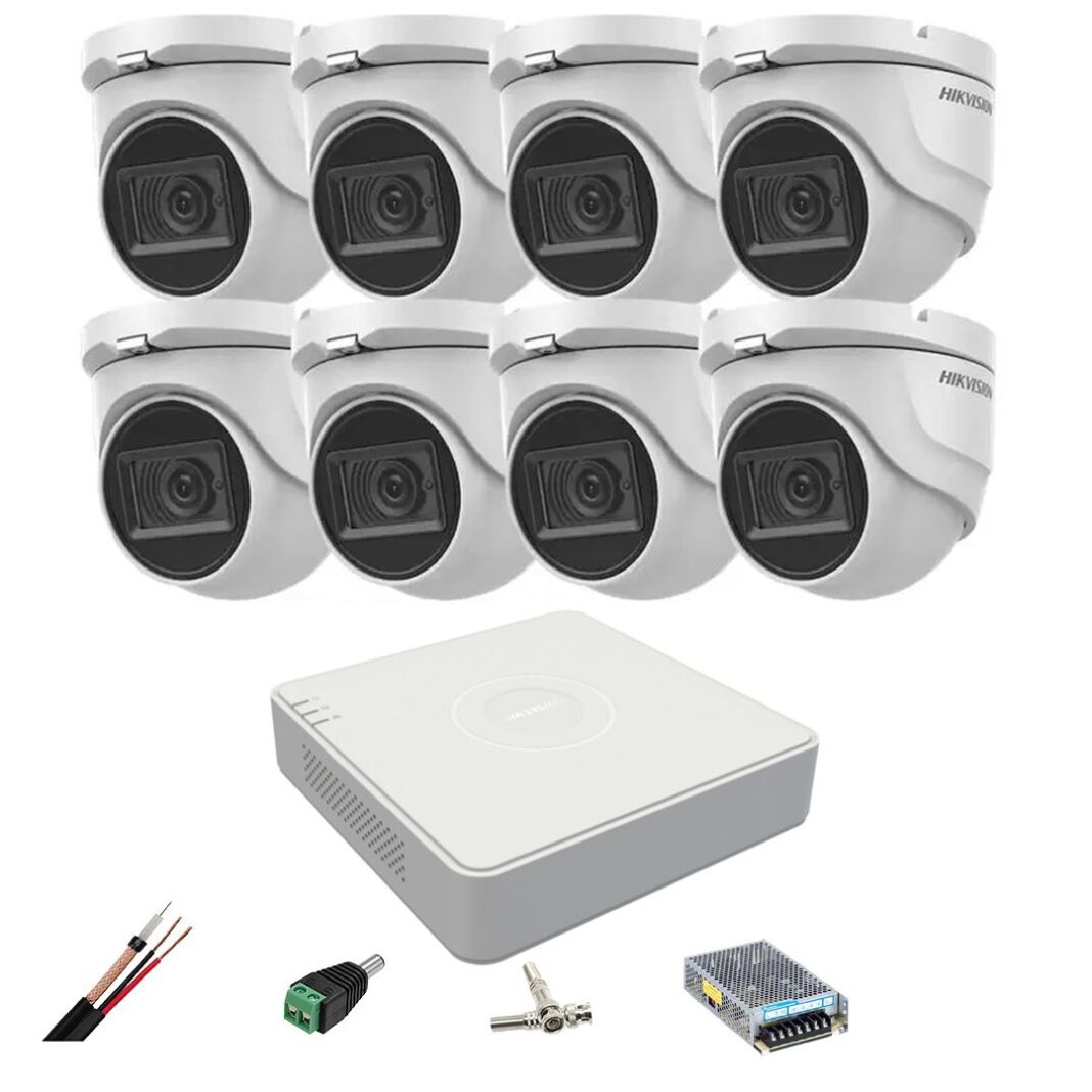Sistem de supraveghere Hikvision 8 camere 8MP, 2.8mm, IR 30m, DVR 8 canale 4K, accesorii Sistem de supraveghere Hikvision 8 camere 8MP, 2.8mm, IR 30m, DVR 8 canale 4K, accesorii
