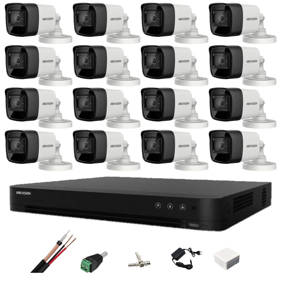 Sistem de supraveghere Hikvision 16 camere 8MP 4 in 1, 2.8mm, IR 30m, DVR 16 canale 4K, accesorii de montaj Sistem de supraveghere Hikvision 16 camere 8MP 4 in 1, 2.8mm, IR 30m, DVR 16 canale 4K, accesorii de montaj