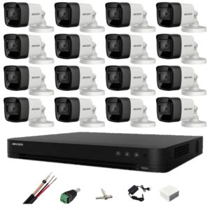 Sistem de supraveghere Hikvision 16 camere 8MP 4 in 1, 2.8mm, IR 30m, DVR 16 canale 4K, accesorii de montaj Sistem de supraveghere Hikvision 16 camere 8MP 4 in 1, 2.8mm, IR 30m, DVR 16 canale 4K, accesorii de montaj