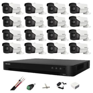 Sistem de supraveghere video 16 Camere Hikvision 4 in 1, 8MP, lentila 3.6mm, IR 80m, DVR 16 canale 4K, accesorii Sistem de supraveghere video 16 Camere Hikvision 4 in 1, 8MP, lentila 3.6mm, IR 80m, DVR 16 canale 4K, accesorii