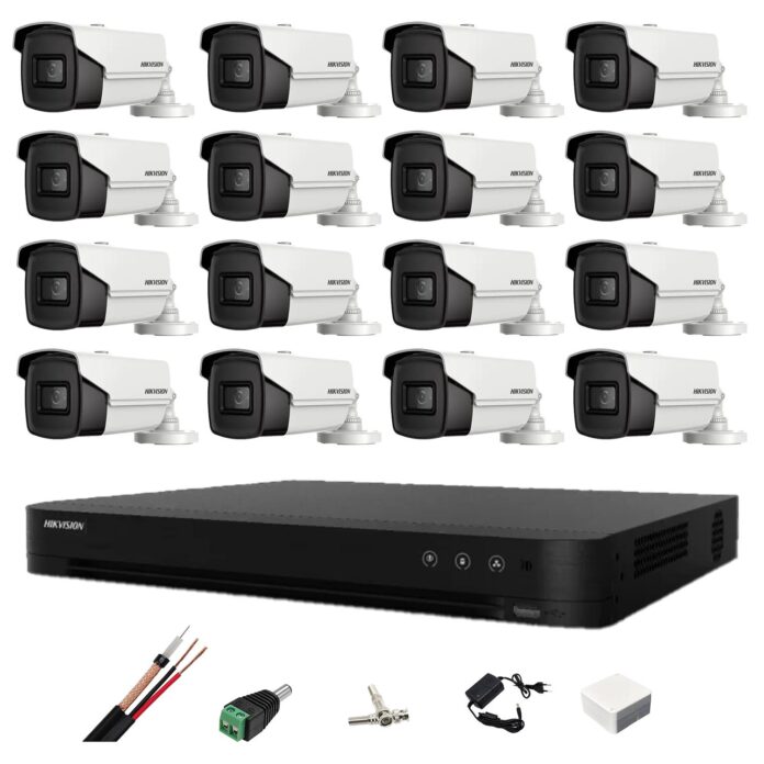 Sistem de supraveghere video 16 Camere Hikvision 4 in 1, 8MP, lentila 3.6mm, IR 80m, DVR 16 canale 4K, accesorii Sistem de supraveghere video 16 Camere Hikvision 4 in 1, 8MP, lentila 3.6mm, IR 80m, DVR 16 canale 4K, accesorii