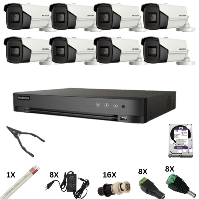 Kit de supraveghere Hikvision cu 8 camere, 8 Megapixeli, Infrarosu 60m, DVR 8 canale 8 Megapixeli, Hard, Accesorii Kit de supraveghere Hikvision cu 8 camere, 8 Megapixeli, Infrarosu 60m, DVR 8 canale 8 Megapixeli, Hard, Accesorii