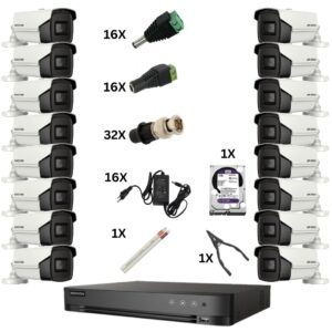 Sistem de supraveghere Hikvision cu 16 camere, 8 Megapixeli, Infrarosu 60m, DVR 16 canale 8 Megapixeli, Hard, Accesorii Sistem de supraveghere Hikvision cu 16 camere, 8 Megapixeli, Infrarosu 60m, DVR 16 canale 8 Megapixeli, Hard, Accesorii