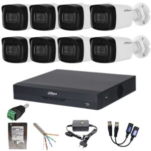 Sistem supraveghere Dahua 8 camere 8MP IR 80M DVR 8 canale 4k cu accesorii incluse HDD 1TB Sistem supraveghere Dahua 8 camere 8MP IR 80M DVR 8 canale 4k cu accesorii incluse HDD 1TB