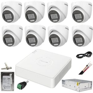 Sistem supraveghere Hikvision 8 camere 2MP Dual Light IR 30m WL 20m DVR 4MP cu accesorii incluse HDD 1TB Sistem supraveghere Hikvision 8 camere 2MP Dual Light IR 30m WL 20m DVR 4MP cu accesorii incluse HDD 1TB