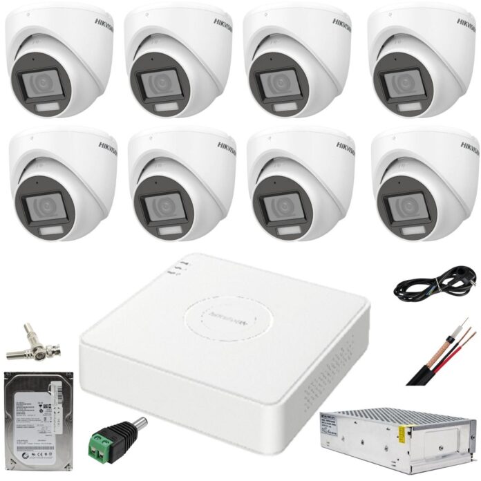 Sistem supraveghere Hikvision 8 camere 2MP Dual Light IR 30m WL 20m DVR 4MP cu accesorii incluse HDD 1TB Sistem supraveghere Hikvision 8 camere 2MP Dual Light IR 30m WL 20m DVR 4MP cu accesorii incluse HDD 1TB