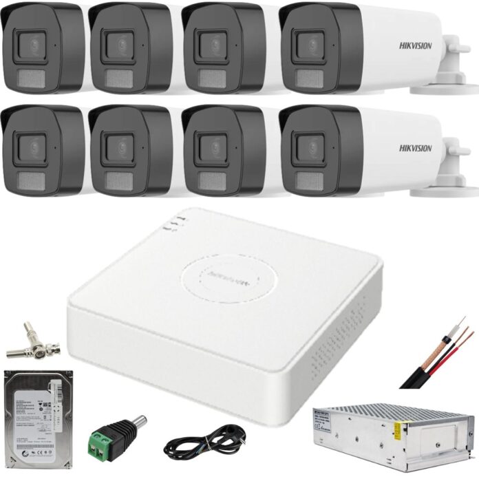 Sistem supraveghere Hikvision 8 camere color vue 2MP Dual Light, microfon, IR 40m lumina alba DVR 4MP acu sense cu accesorii incluse si HDD 1TB Sistem supraveghere Hikvision 8 camere color vue 2MP Dual Light, microfon, IR 40m lumina alba DVR 4MP acu sense cu accesorii incluse si HDD 1TB