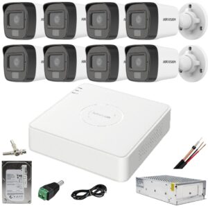 Sistem supraveghere Hikvision 8 camere 5MP Dual Light IR 25m WL 20m DVR 4MP cu accesorii incluse HDD 1TB Sistem supraveghere Hikvision 8 camere 5MP Dual Light IR 25m WL 20m DVR 4MP cu accesorii incluse HDD 1TB