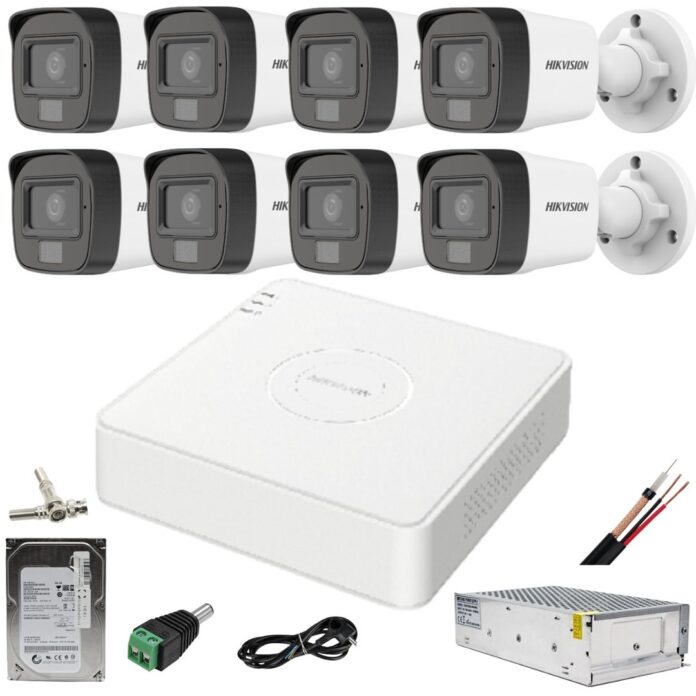 Sistem supraveghere Hikvision 8 camere 5MP Dual Light IR 25m WL 20m DVR 4MP cu accesorii incluse HDD 1TB Sistem supraveghere Hikvision 8 camere 5MP Dual Light IR 25m WL 20m DVR 4MP cu accesorii incluse HDD 1TB