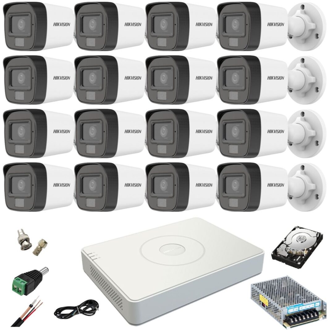 Sistem supraveghere Hikvision 16 camere 2MP Dual Light IR 25m WL 20m DVR 4MP cu accesorii incluse HDD 4TB Sistem supraveghere Hikvision 16 camere 2MP Dual Light IR 25m WL 20m DVR 4MP cu accesorii incluse HDD 4TB