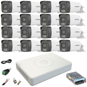 Sistem supraveghere 16 camere Hikvision 5MP Dual Light WL 40m IR 40m DVR 4MP cu accesorii incluse Sistem supraveghere 16 camere Hikvision 5MP Dual Light WL 40m IR 40m DVR 4MP cu accesorii incluse