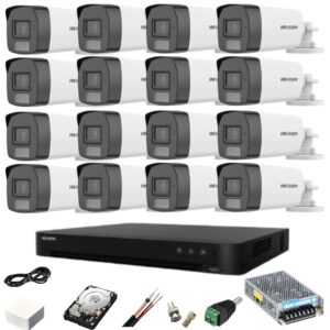 Sistem supraveghere 16 camere Hikvision 5MP Dual Light IR 40m WL 40m DVR 8MP cu accesorii HDD 4TB Sistem supraveghere 16 camere Hikvision 5MP Dual Light IR 40m WL 40m DVR 8MP cu accesorii HDD 4TB