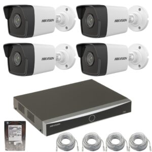 Sistem supraveghere ip Poe Hikvision 4 camere 4megapixeli IR 30m NVR poe 4k, Hard si cablu inclus Sistem supraveghere ip Poe Hikvision 4 camere 4megapixeli IR 30m NVR poe 4k, Hard si cablu inclus