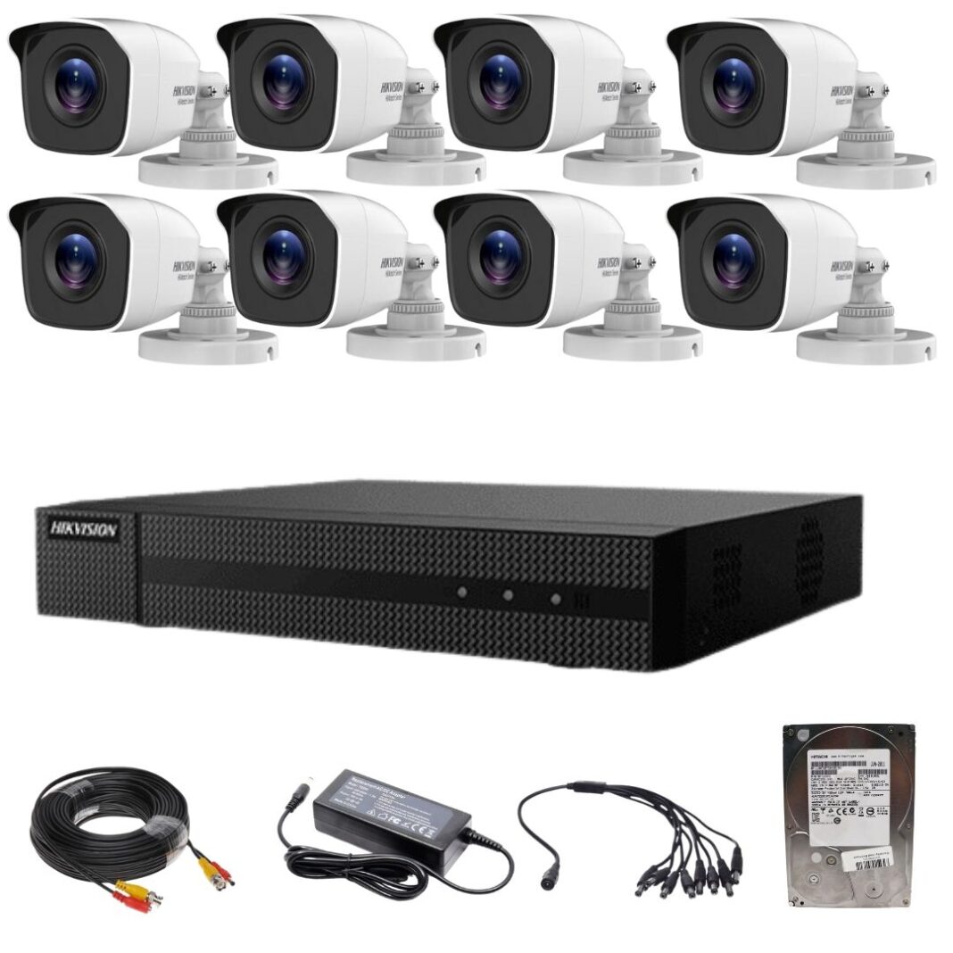Sistem supraveghere Hikvision TurboHD HiWatch 8 camere 2MP IR 20m lentila 2.8mm DVR 2MP 8 canale cu accesorii HDD 1TB Sistem supraveghere Hikvision TurboHD HiWatch 8 camere 2MP IR 20m lentila 2.8mm DVR 2MP 8 canale cu accesorii HDD 1TB