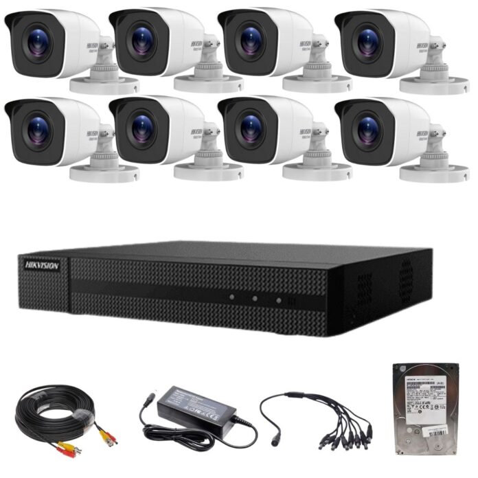 Sistem supraveghere Hikvision TurboHD HiWatch 8 camere 2MP IR 20m lentila 2.8mm DVR 2MP 8 canale cu accesorii HDD 1TB Sistem supraveghere Hikvision TurboHD HiWatch 8 camere 2MP IR 20m lentila 2.8mm DVR 2MP 8 canale cu accesorii HDD 1TB